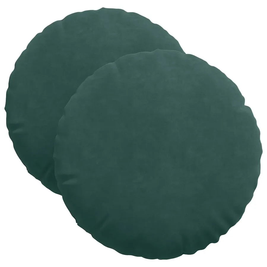 Coussins de siège 2 pcs Vert foncé Ø 40 x 13 cm Velours - 2
