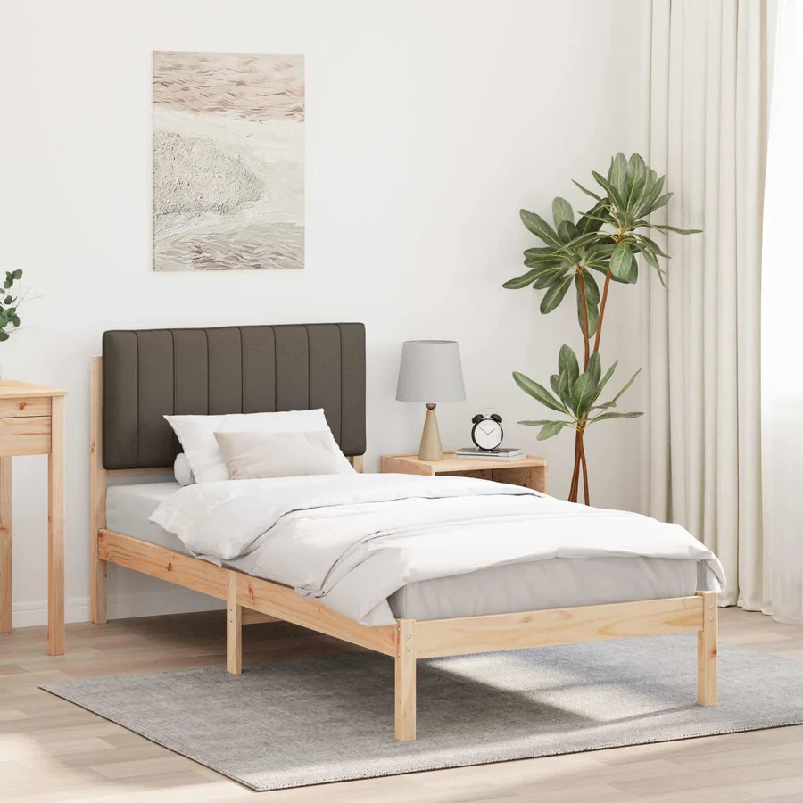 Cadre de lit avec tête de lit rembourrée Taupe 90 x 190 cm