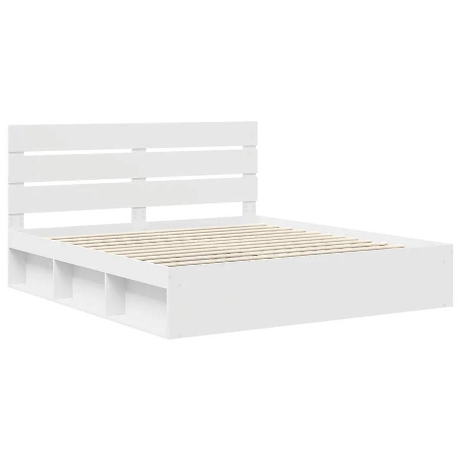 Cadre de lit Blanc 200 x 200 cm Bois de pin massif - 4