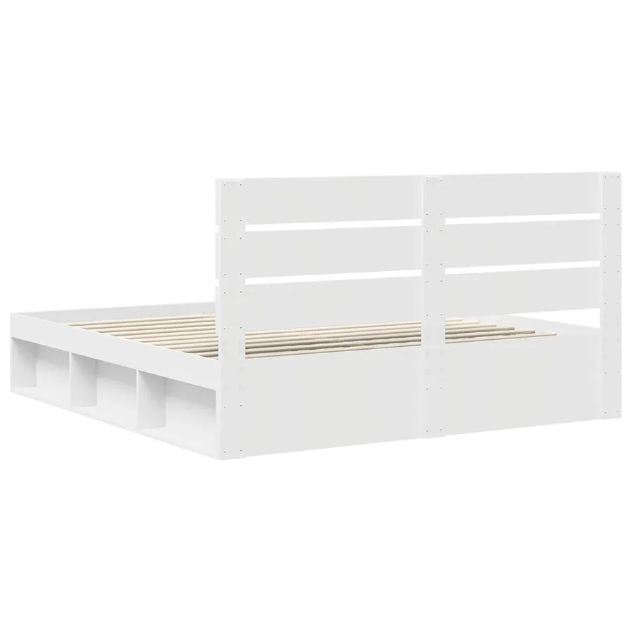 Cadre de lit Blanc 200 x 200 cm Bois de pin massif - 9
