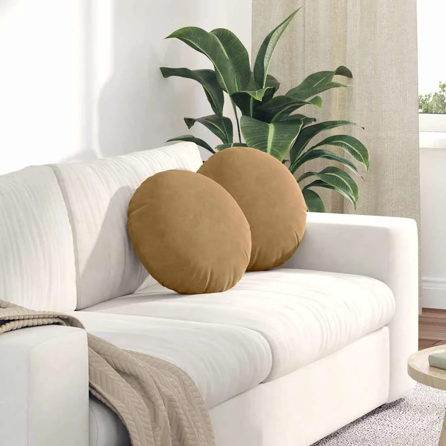 Coussins de siège 2 pcs Marron Ø 40 x 13 cm Velours