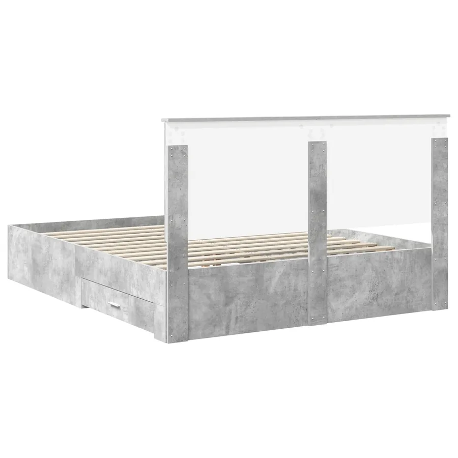 Cadre de lit Gris béton 160 x 200 cm Bois d'ingénierie - 8