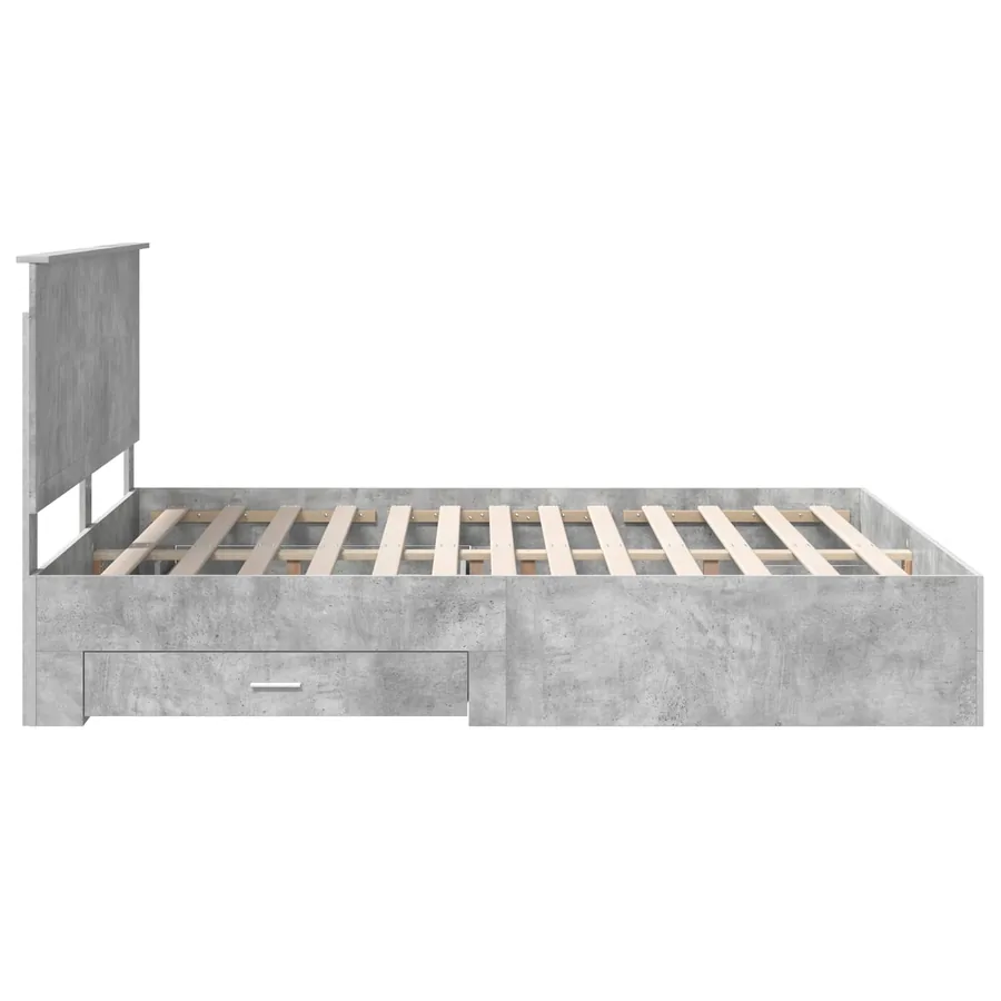 Cadre de lit Gris béton 160 x 200 cm Bois d'ingénierie - 9