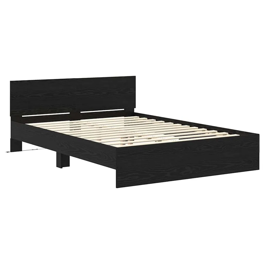Cadre de lit Chêne noir 150 x 200 cm Bois d'ingénierie - 5