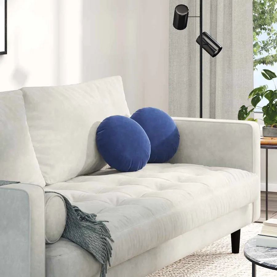 Coussins de siège 2 pcs Bleu police Ø30 x 13 cm Velours
