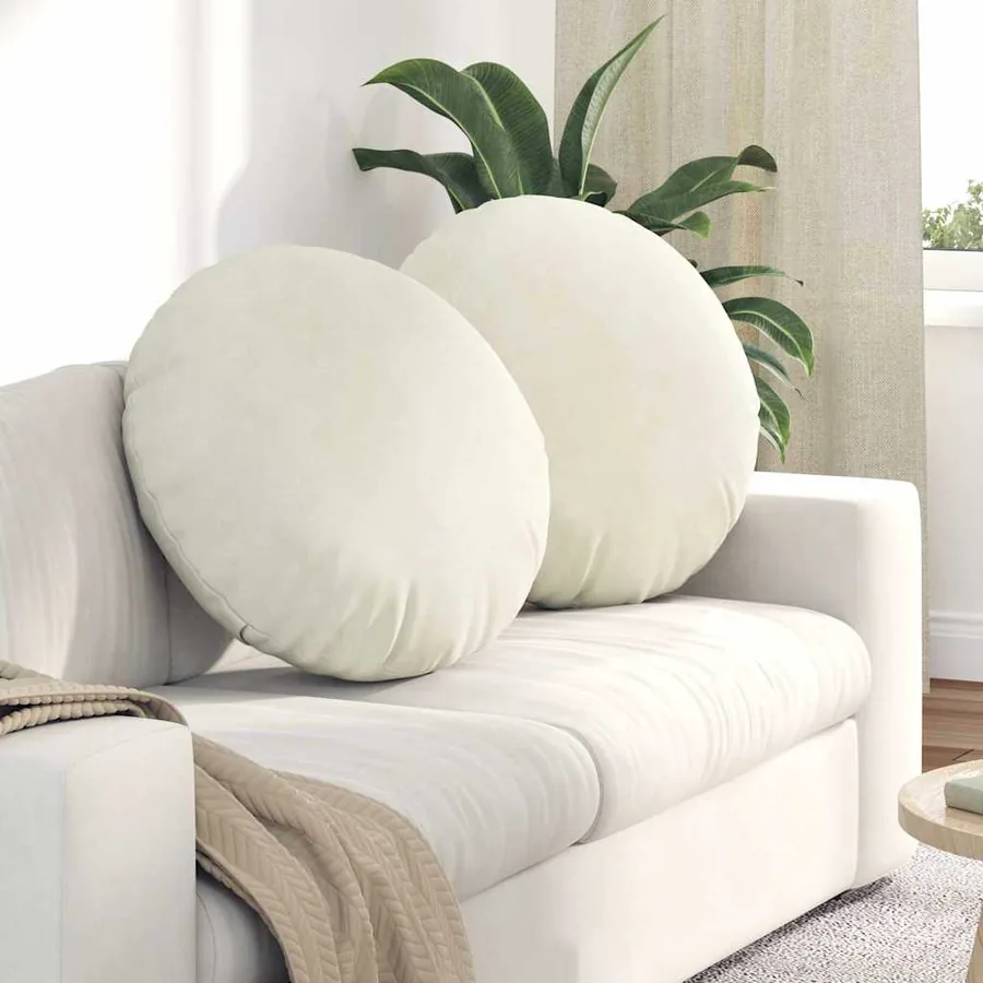 Coussins de siège 2 pcs Crème Ø60 x 21 cm Velours