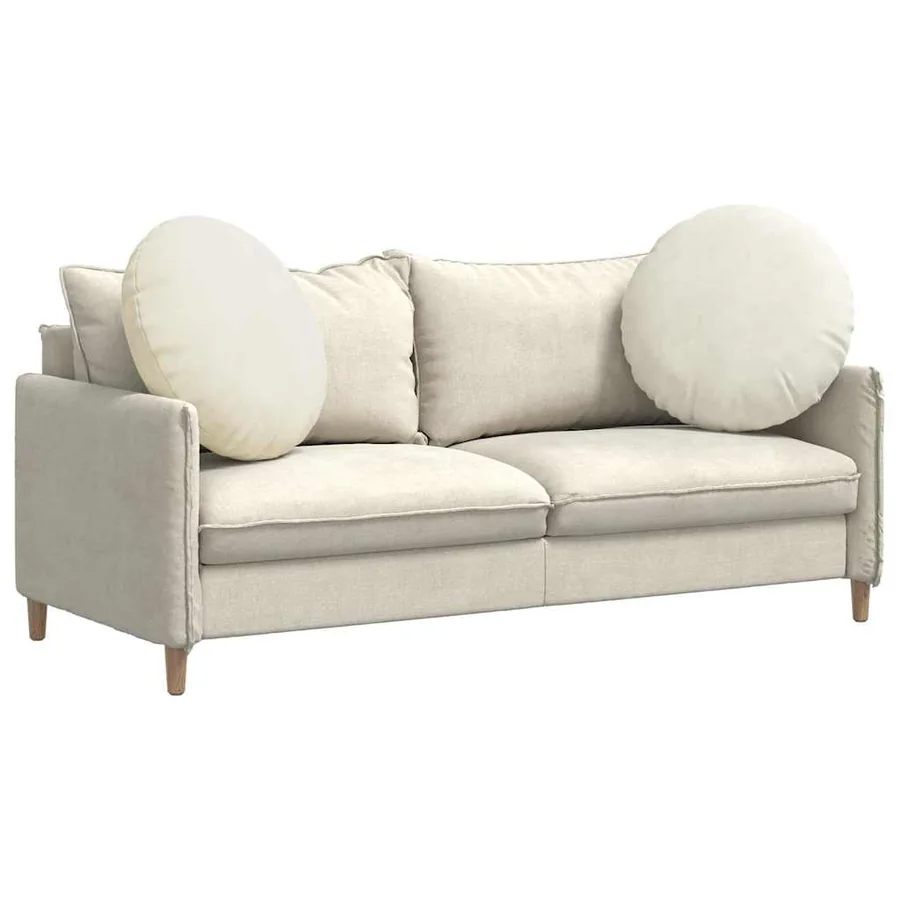 Coussins de siège 2 pcs Crème Ø60 x 21 cm Velours - 3