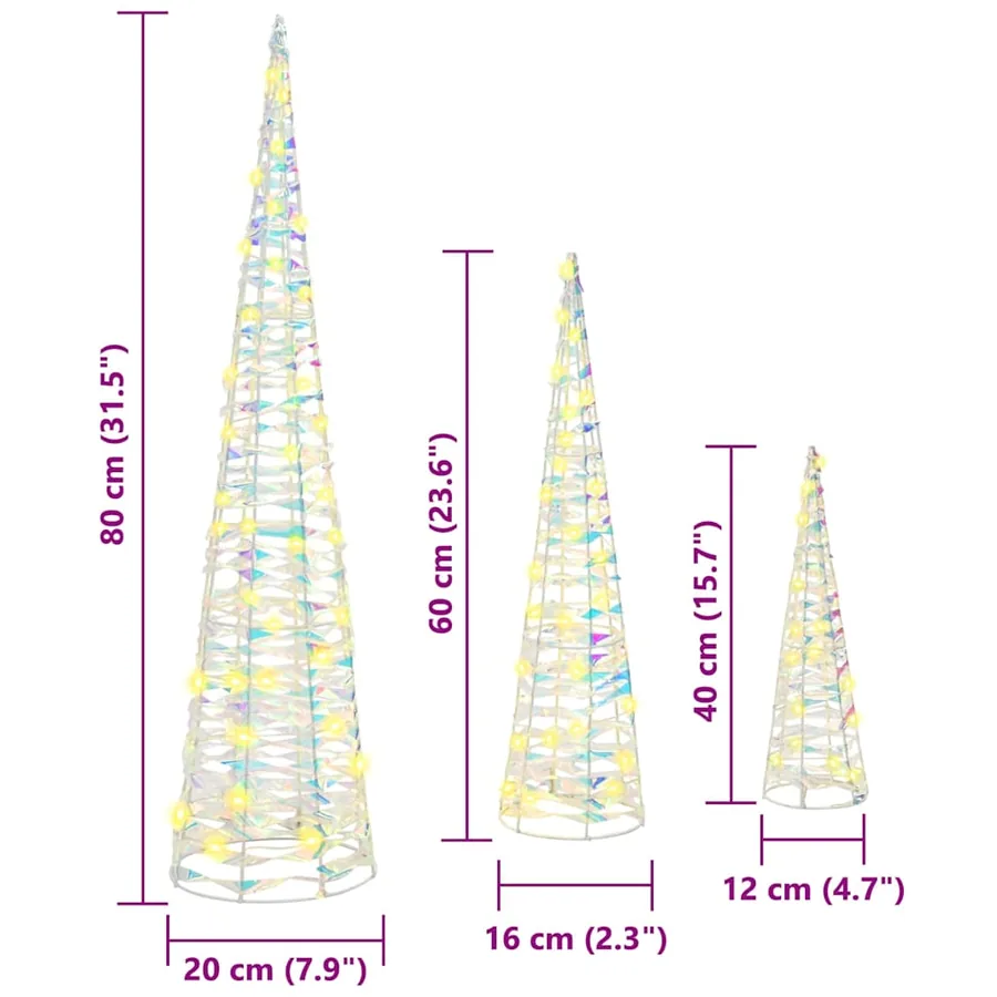 Sapin de Noël avec 90 LED 3 pcs Blanc chaud 20 x 20 x 80 cm PET - 10