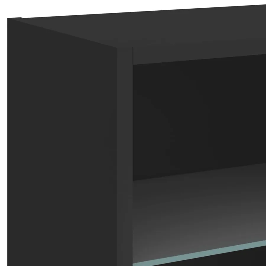 Table de chevet murale avec lumières LED noir - 10