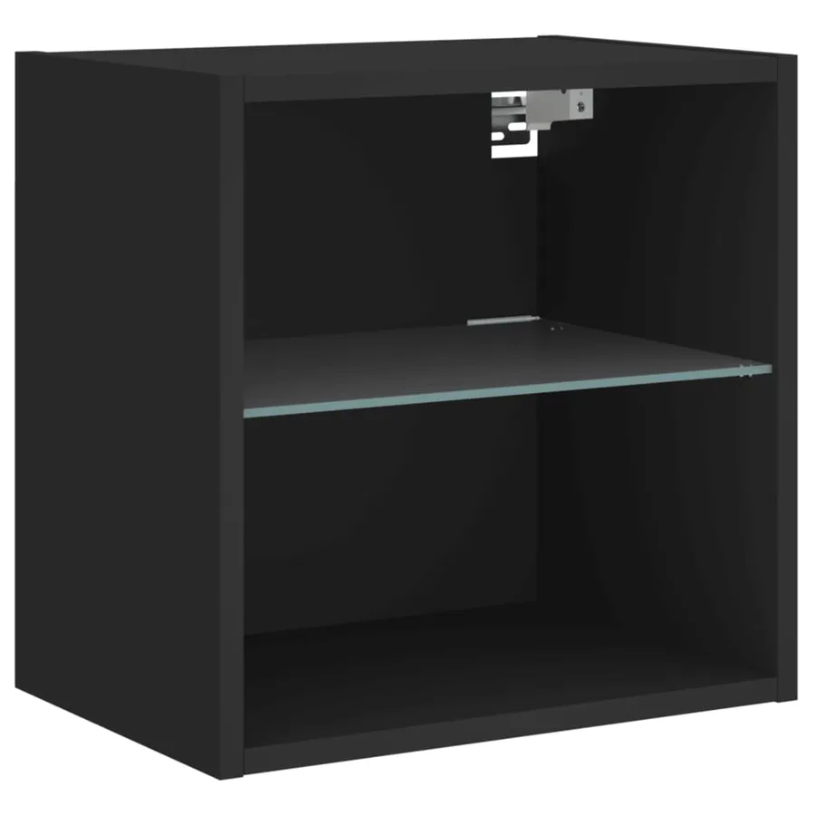 Table de chevet murale avec lumières LED noir - 6