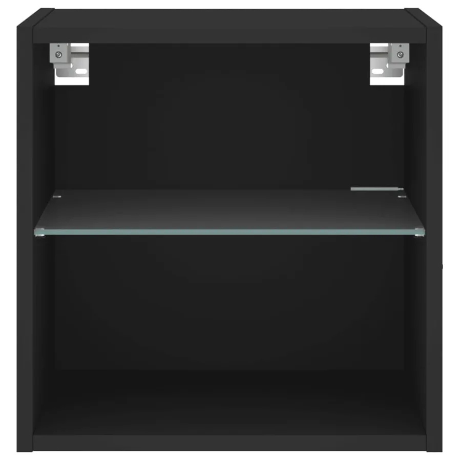 Table de chevet murale avec lumières LED noir - 7