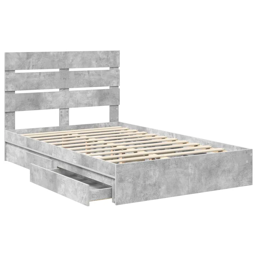 Lit de Rangement Gris béton 135 x 190 cm Bois d'ingénierie - 5