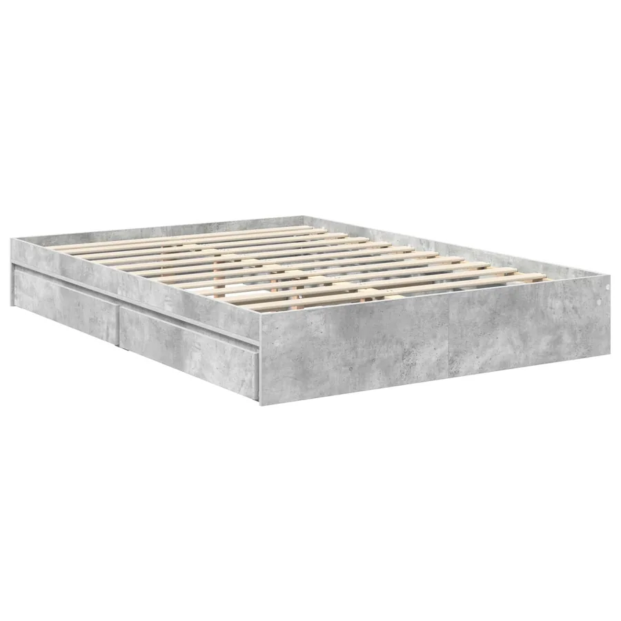 Lit de Rangement Gris béton 135 x 190 cm Bois d'ingénierie - 6