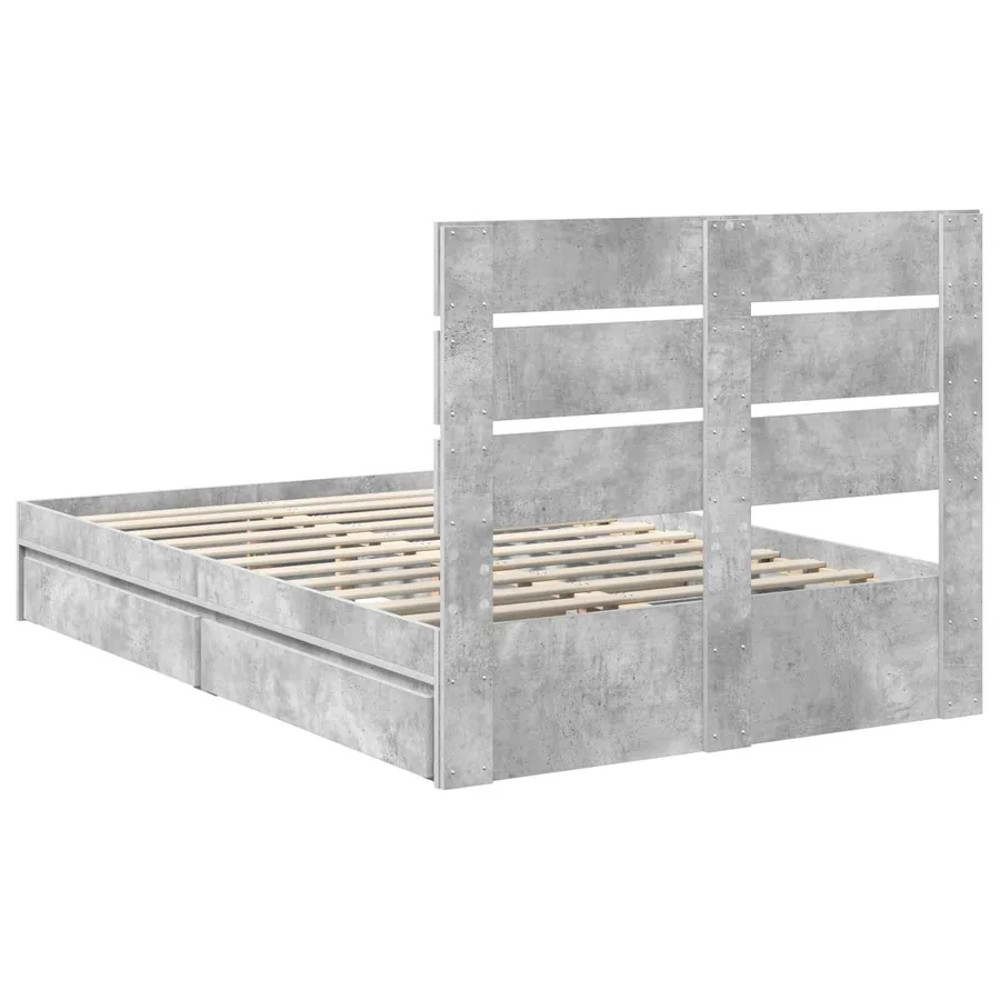 Lit de Rangement Gris béton 135 x 190 cm Bois d'ingénierie - 8