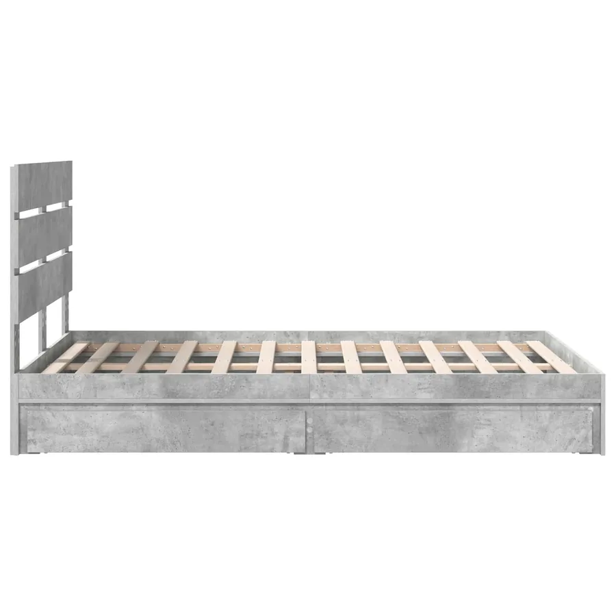 Lit de Rangement Gris béton 135 x 190 cm Bois d'ingénierie - 9