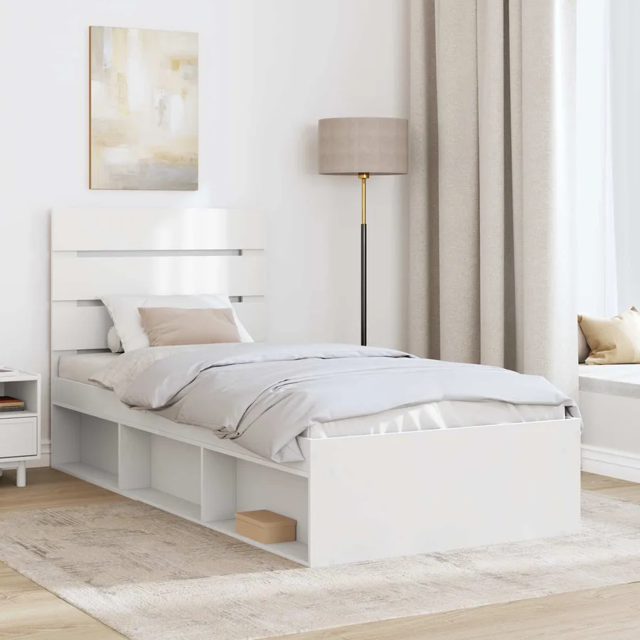 Cadre de lit Blanc 75 x 190 cm Bois de pin massif - 3