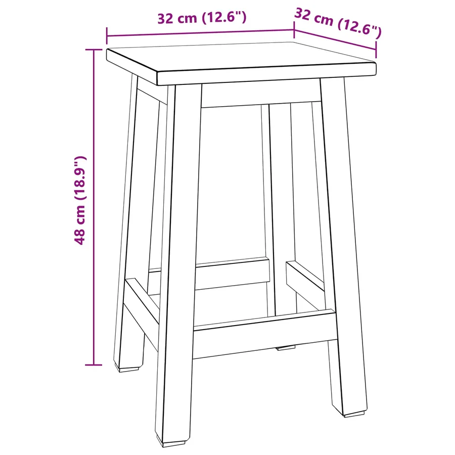 Tabouret Naturel 30 x 30 x 47 cm Bois d'Acajou - 10