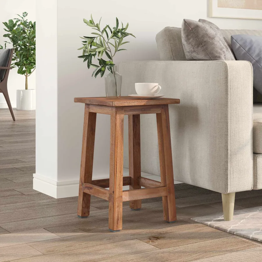 Tabouret Naturel 30 x 30 x 47 cm Bois d'Acajou - 3