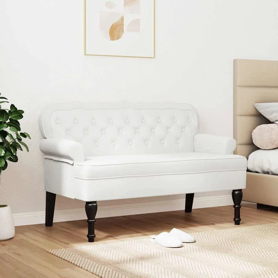 Banc Chesterfield Blanc 119,5 x 64,5 x 75 cm Cuir synthétique - 3