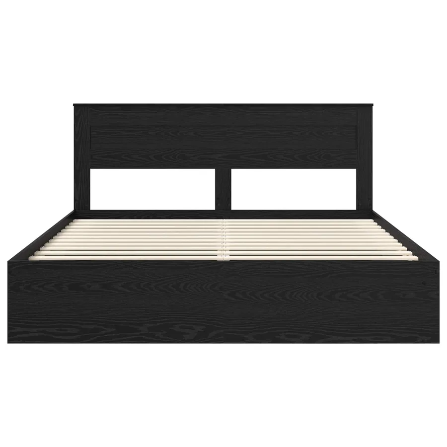 Cadre de lit avec stockage Noir 200 x 200 cm Bois de pin massif - 7