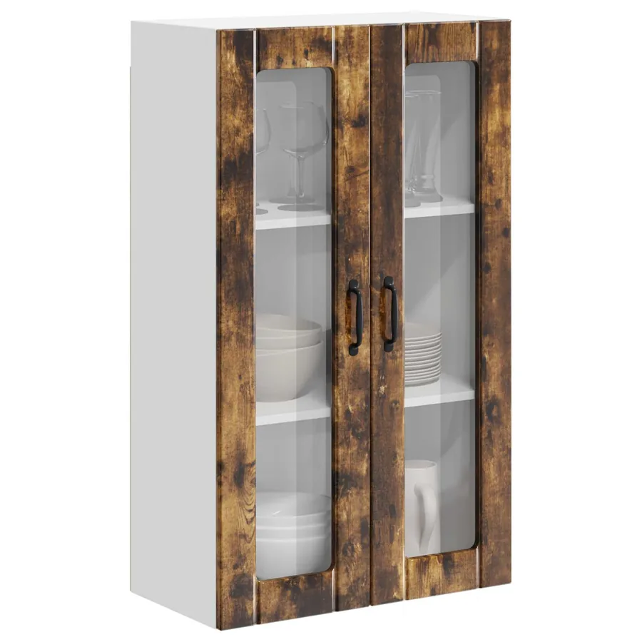 Cabinet en verre mural LUCCA Chêne fumé 60 x 31 x 100 cm - 3