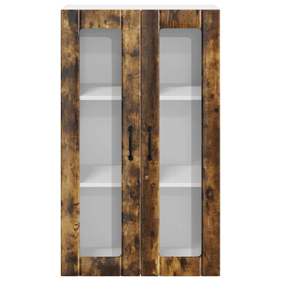Cabinet en verre mural LUCCA Chêne fumé 60 x 31 x 100 cm - 6