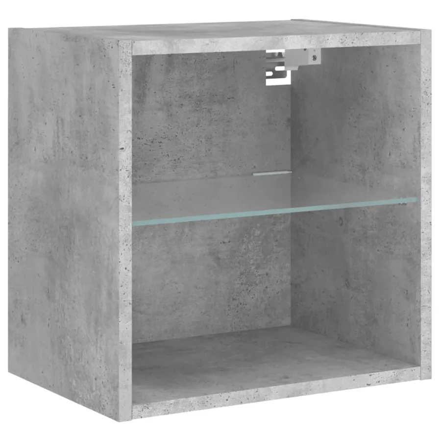 Table de chevet murale avec lumières LED gris béton - 6
