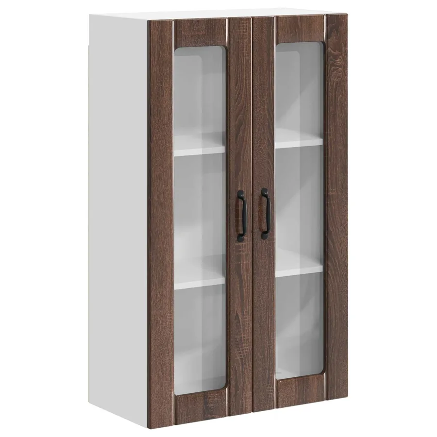 Cabinet en verre mural LUCCA Chêne brun 60 x 31 x 100 cm - 2