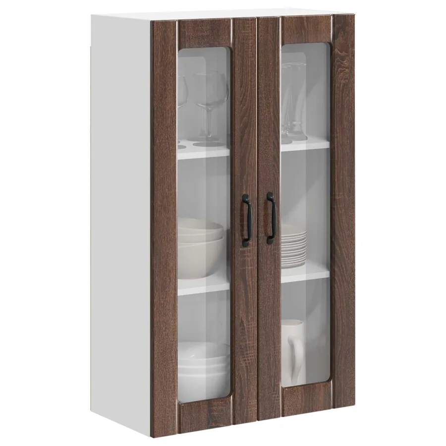 Cabinet en verre mural LUCCA Chêne brun 60 x 31 x 100 cm - 3