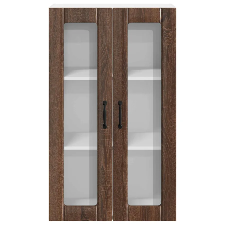 Cabinet en verre mural LUCCA Chêne brun 60 x 31 x 100 cm - 6