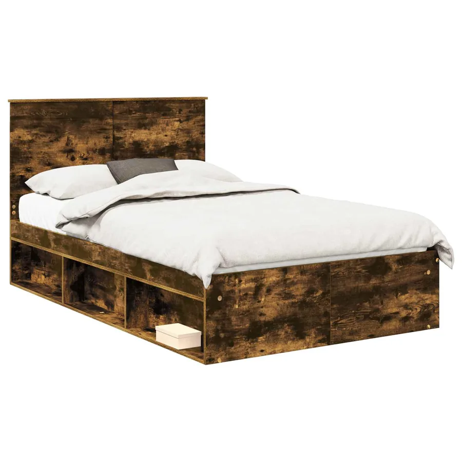 Cadre de lit Chêne fumé 120 x 190 cm Bois de pin massif - 2