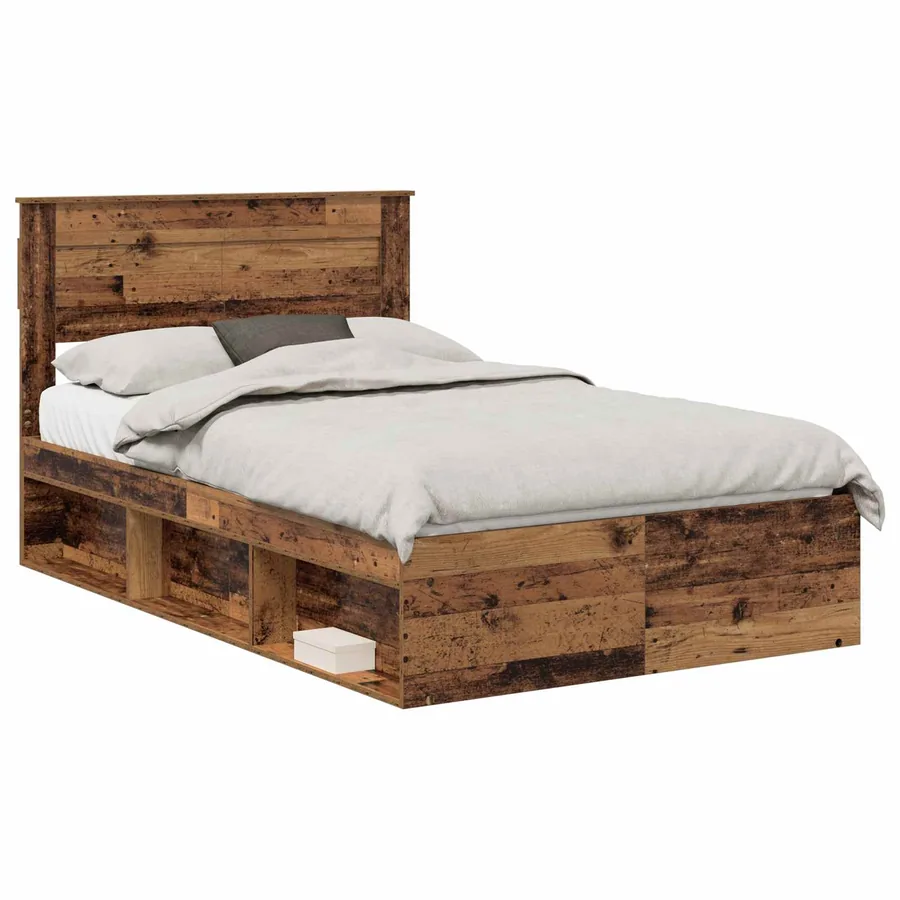 Cadre de lit Bois ancien 120 x 190 cm Bois de pin massif - 2