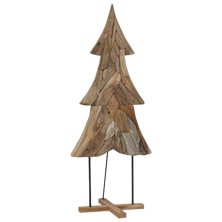 Sapin de Noël avec support Marron 181,5 cm Bois de teck solide - 2