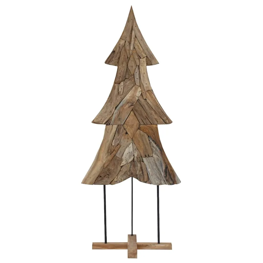 Sapin de Noël avec support Marron 181,5 cm Bois de teck solide - 4