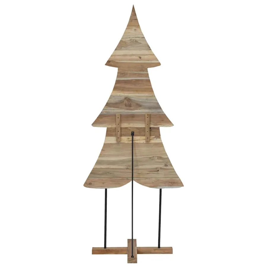 Sapin de Noël avec support Marron 181,5 cm Bois de teck solide - 6