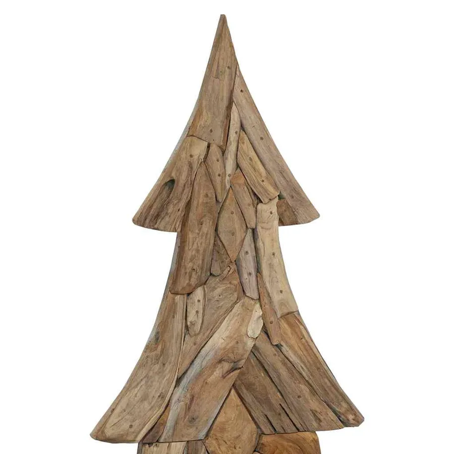 Sapin de Noël avec support Marron 181,5 cm Bois de teck solide - 7