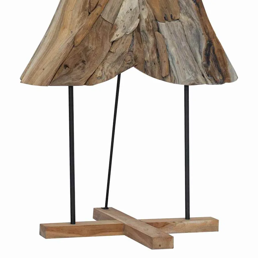 Sapin de Noël avec support Marron 181,5 cm Bois de teck solide - 9