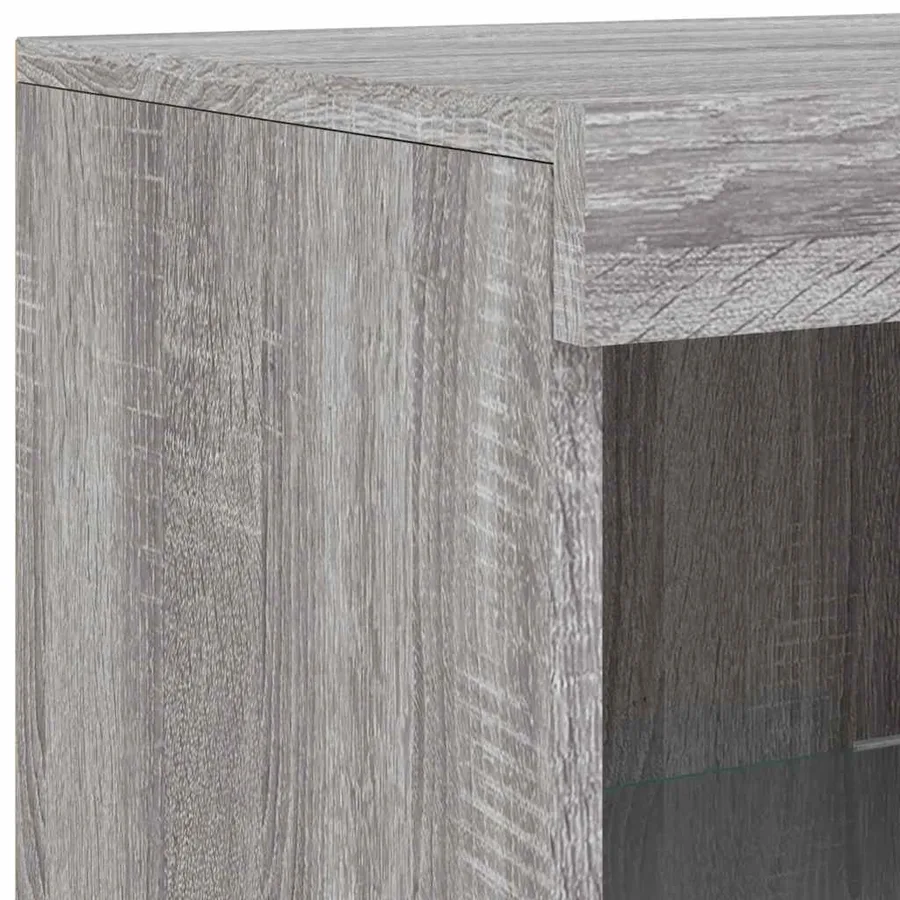 Buffets avec lumières LED 3 pcs sonoma gris bois d'ingénierie - 11