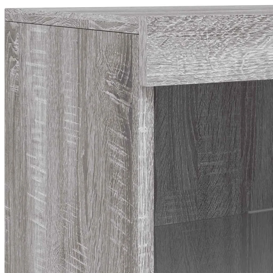 Buffets avec lumières LED 3 pcs sonoma gris bois d'ingénierie - 12