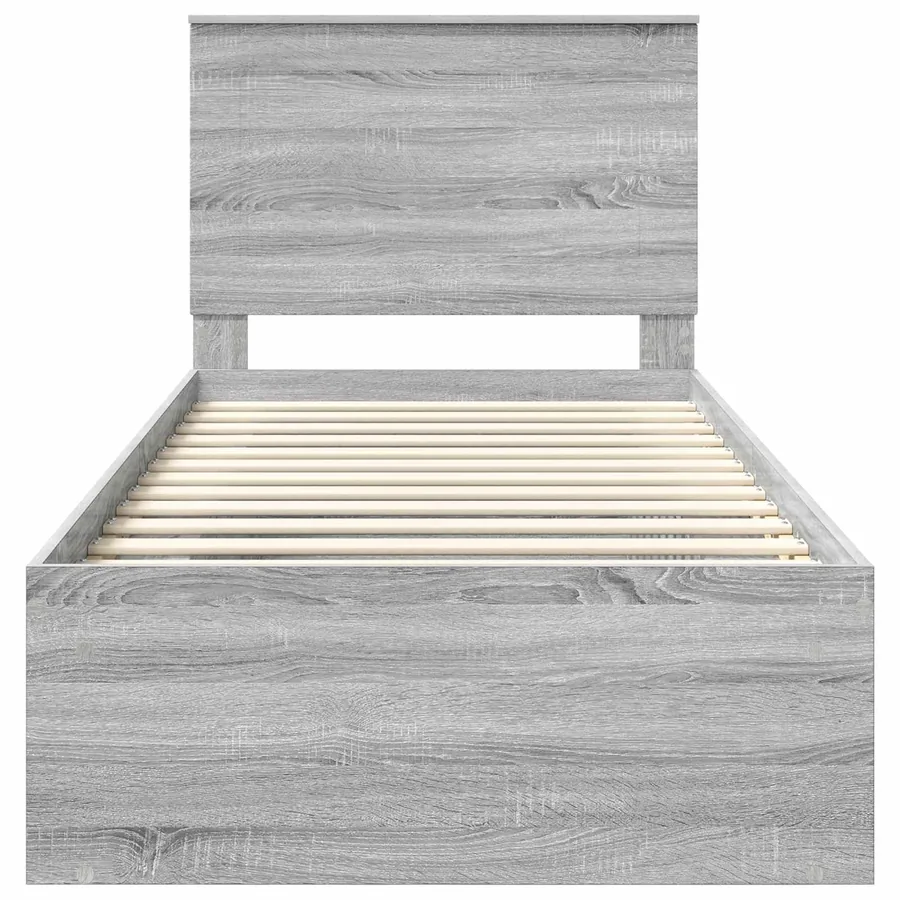 Cadre de lit Gris Sonoma 90 x 200 cm Bois de pin massif - 7