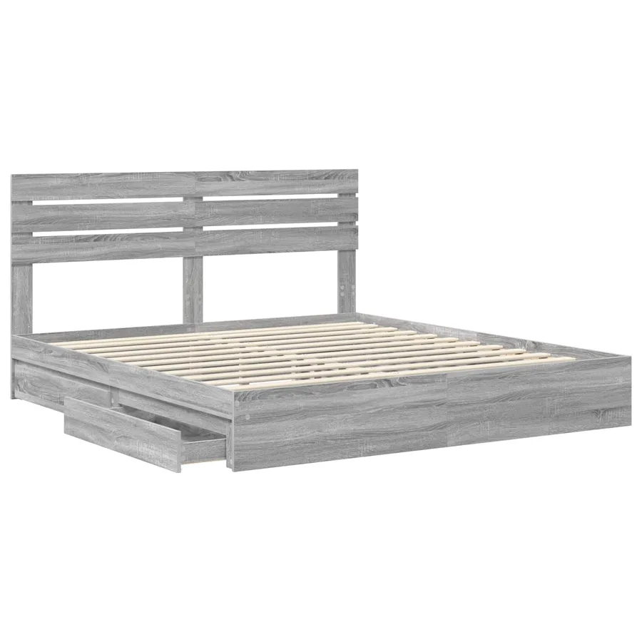 Lit de Rangement Gris Sonoma 180 x 200 cm Bois d'ingénierie - 5