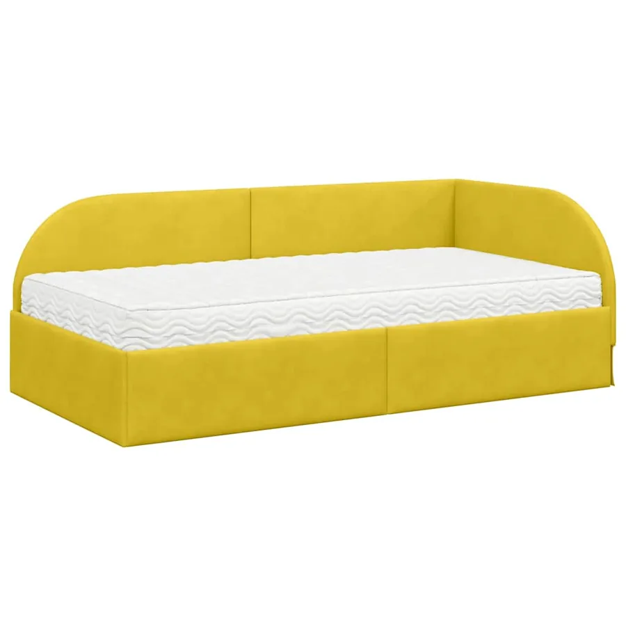 Cadre de lit d'angle avec matelas 2 pcs Jaune Velours - 4