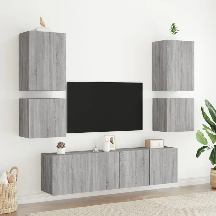 Meuble TV mural sonoma gris 40,5x30x40 cm bois d'ingénierie - 4