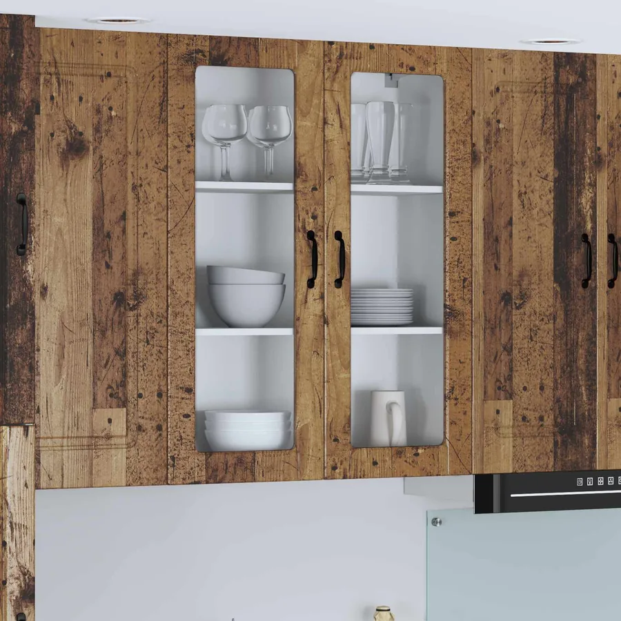 Cabinet en verre mural LUCCA Bois ancien 80 x 31 x 100 cm