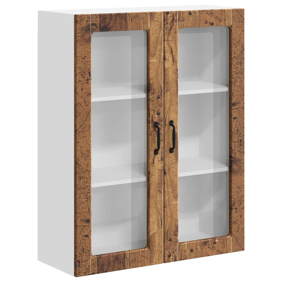 Cabinet en verre mural LUCCA Bois ancien 80 x 31 x 100 cm - 2
