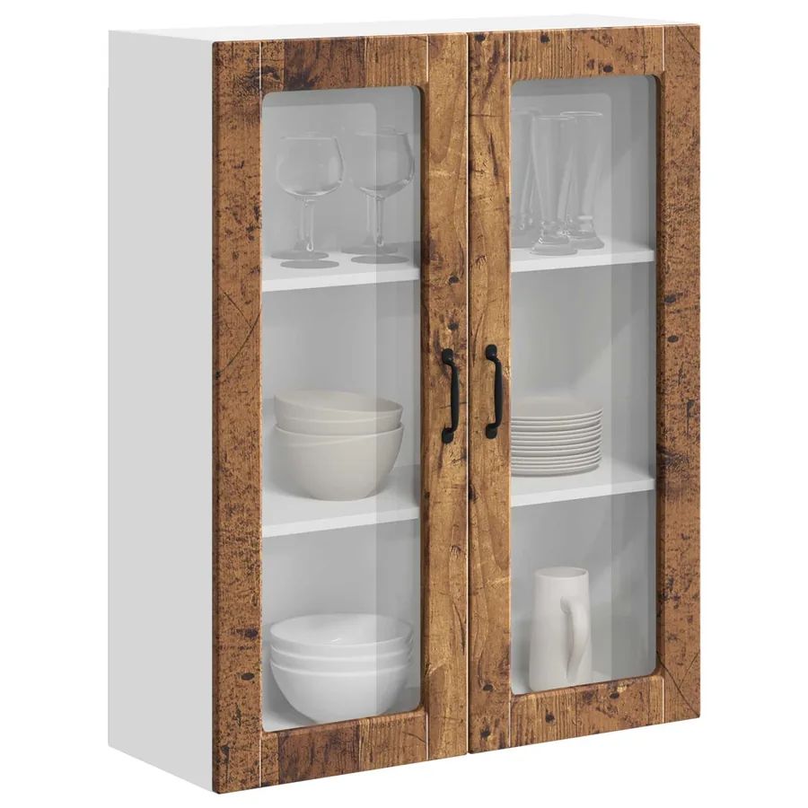 Cabinet en verre mural LUCCA Bois ancien 80 x 31 x 100 cm - 3