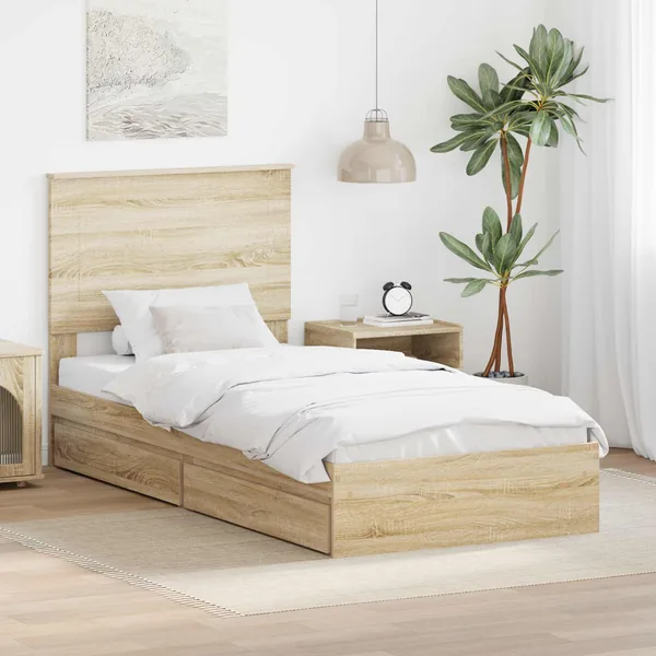 Lit de Rangement Chêne Sonoma 90 x 200 cm Bois d'ingénierie