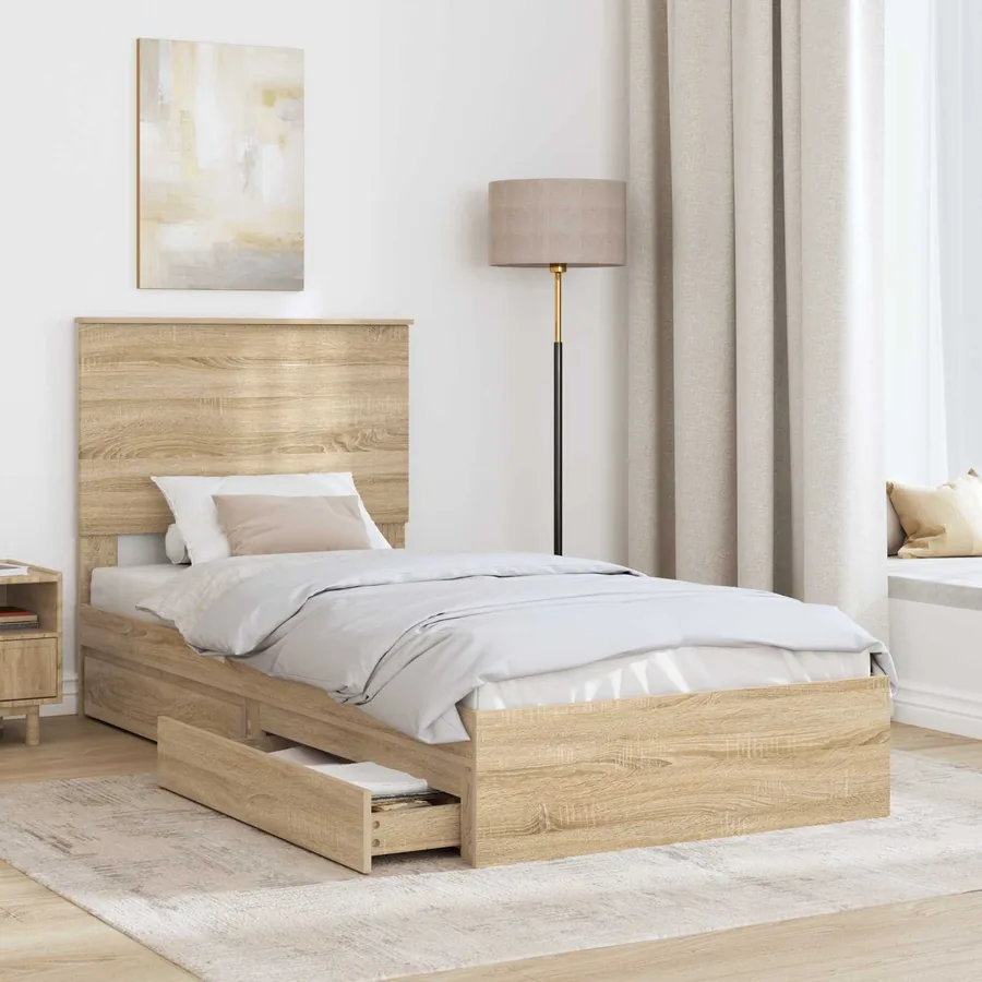 Lit de Rangement Chêne Sonoma 90 x 190 cm Bois d'ingénierie - 3