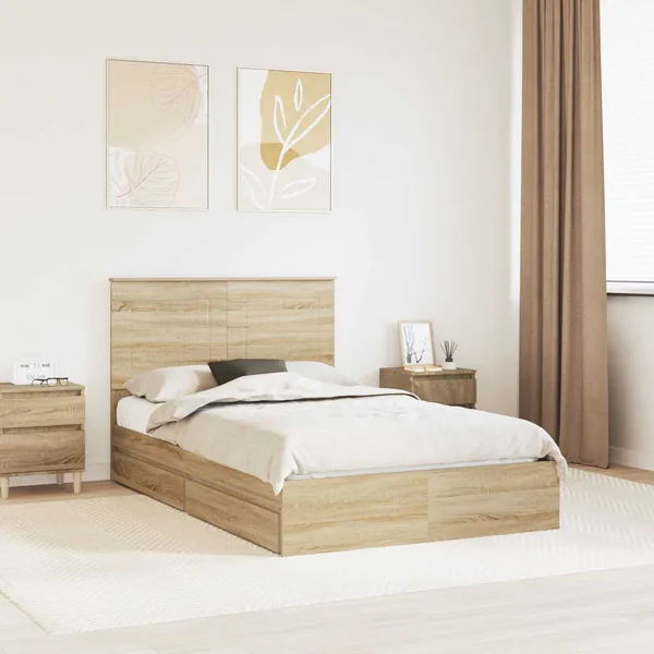 Lit de Rangement Chêne Sonoma 120 x 200 cm Bois d'ingénierie