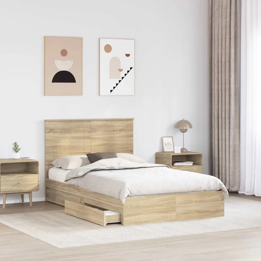 Lit de Rangement Chêne Sonoma 120 x 200 cm Bois d'ingénierie - 3